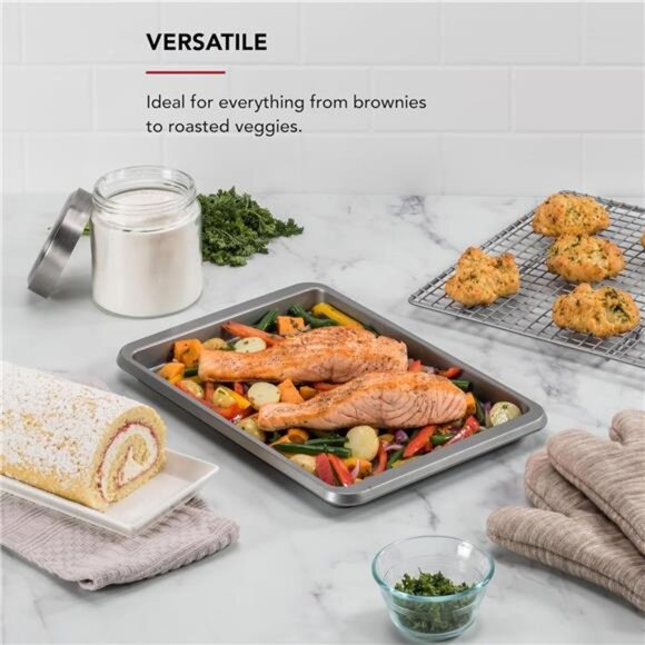 9x13in Nonstick Aluminized Steel Baking Sheet, Contour Silver - Picture 4 of 7